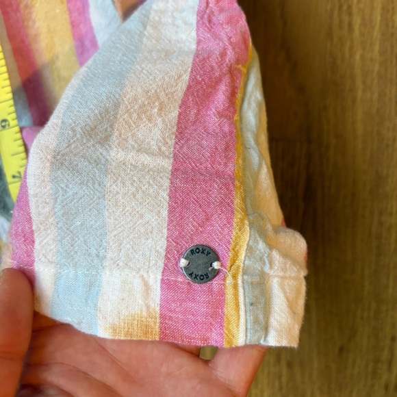 Roxy womens colorful striped shorts pockets pink green beachy linen cotton S - Picture 5 of 11